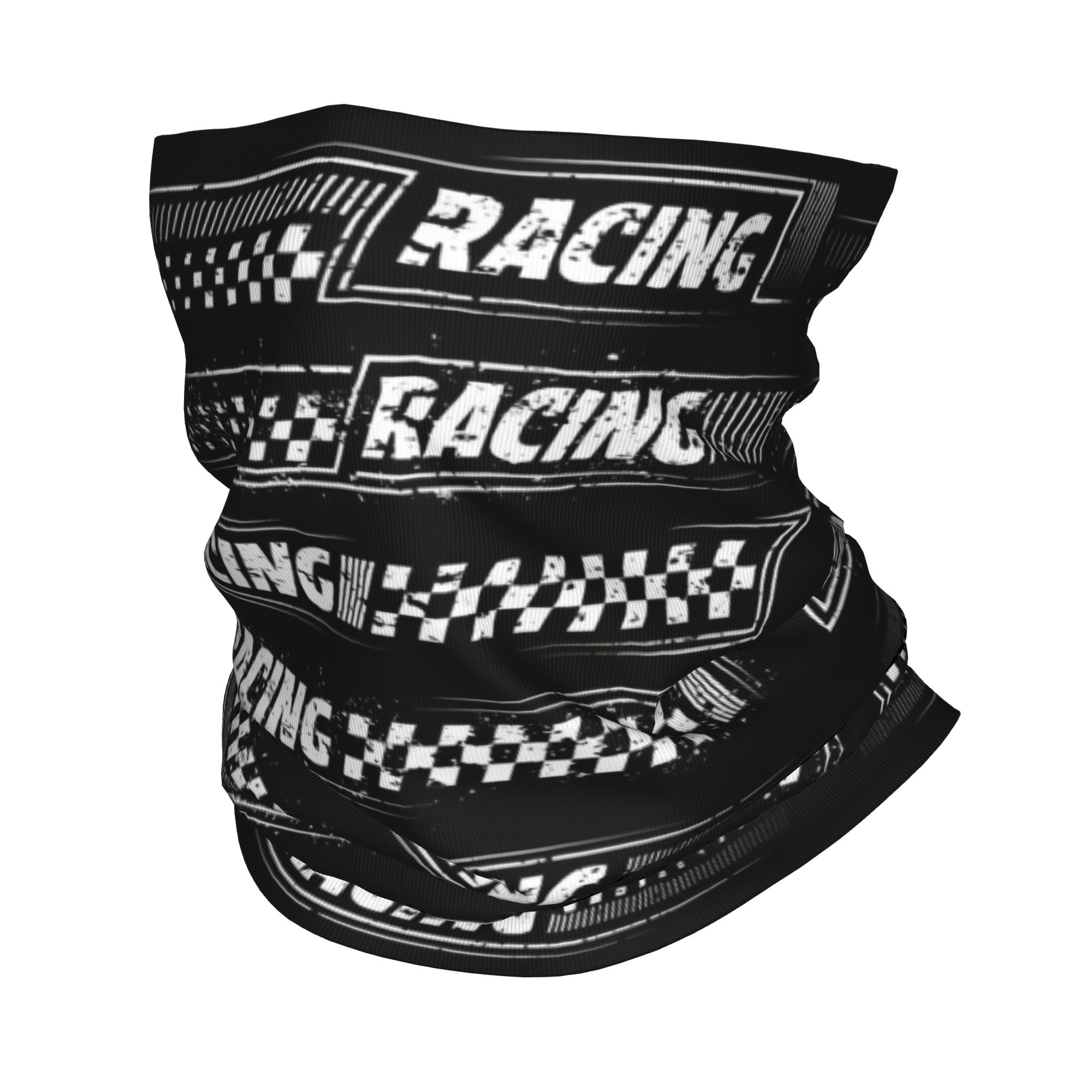 Company Profile Printing - Bandana z logo wyścigowym, wzór szachownicy,